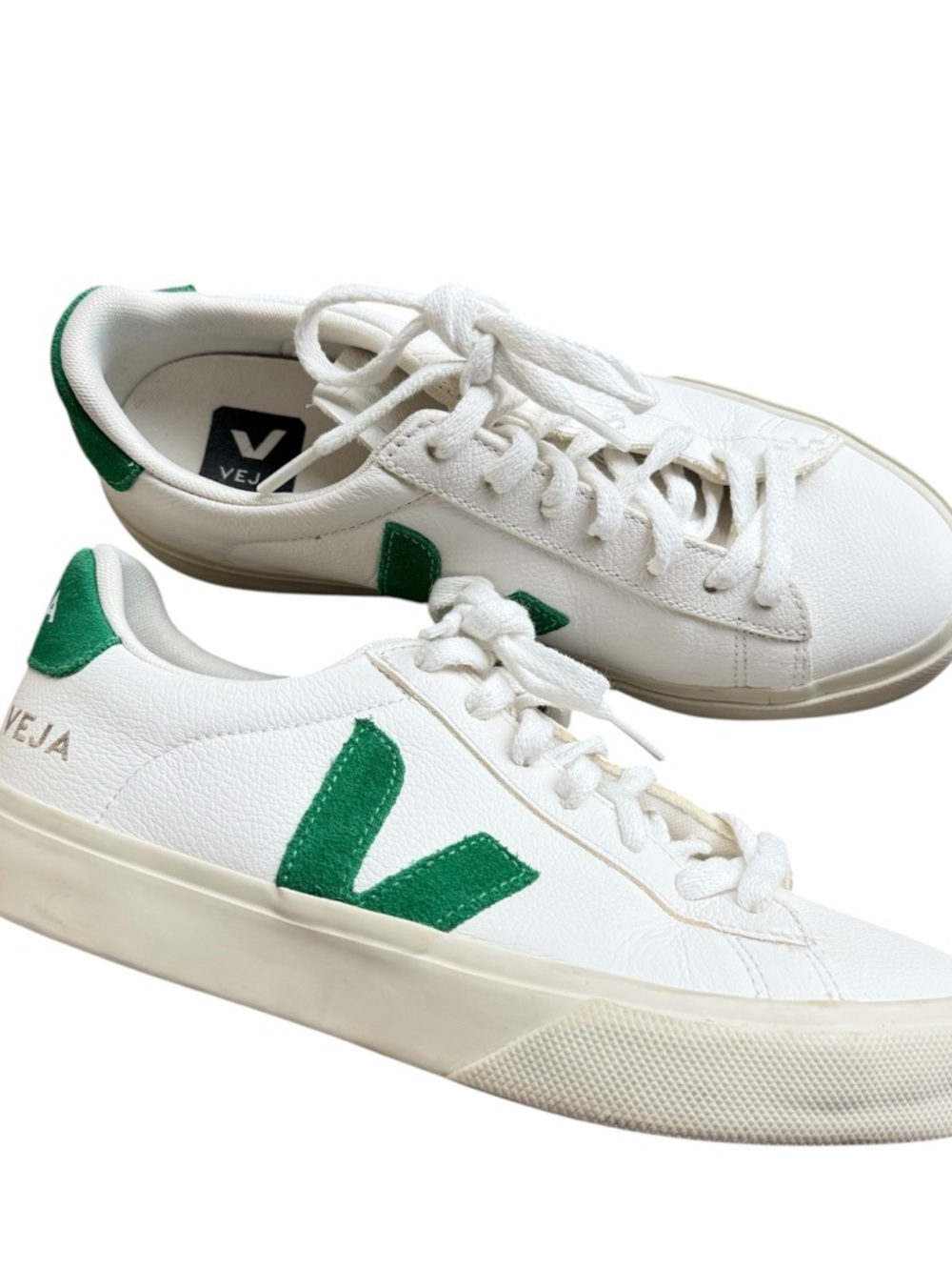 Veja campo low sneakers women size 6 white emerald green shoes